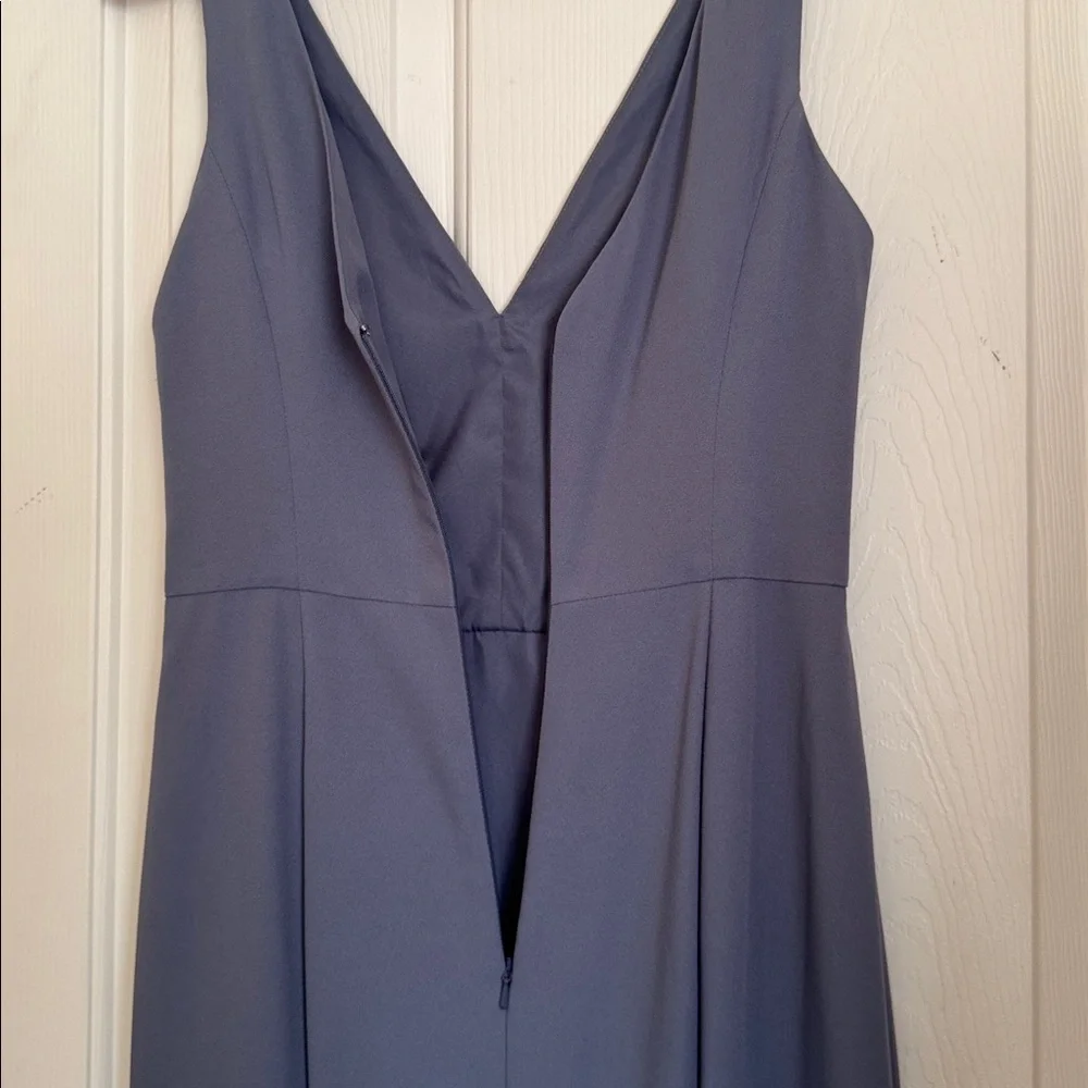 Amsale Sydney Slate V-Neck Maxi Bridesmaid Formal Prom Dress size 4 - Picture 4 of 10